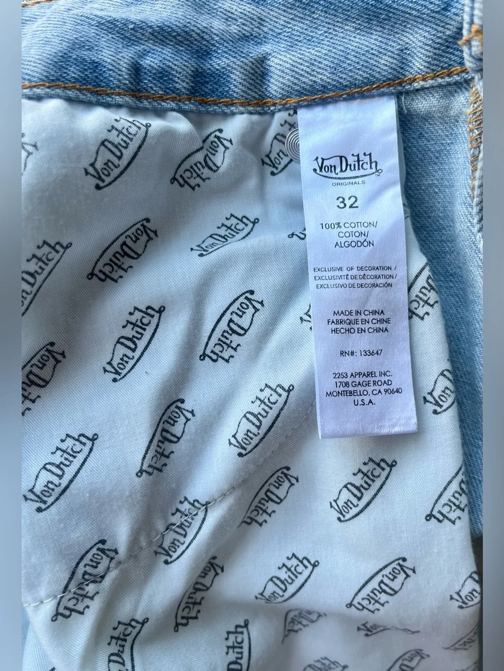 Von Dutch Baggy Long Denim Blue Y2K Jorts Men’s Size 32 & 34